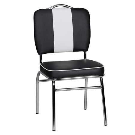 Chaise visiteur ANNETTE, Design Rétro, Très Confortable et Résistante, en Cuir, Noir et Blanc