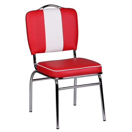 Chaise visiteur ANNETTE, Design Rétro, Très Confortable et Résistante, en Cuir, Rouge et Blanc