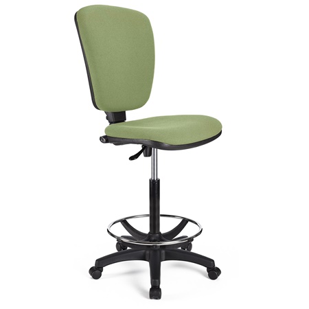 Tabouret de Travail CALIPSO SANS ACCOUDOIRS, Dossier Ajustable, Grand Rembourrage, Tissu, Vert Olive