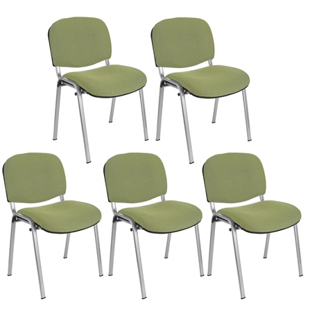 Lot de 5 chaises visiteur MOBY BASE, Commode et Pratique, Prix Incroyable, Vert Olive et Piétement Gris