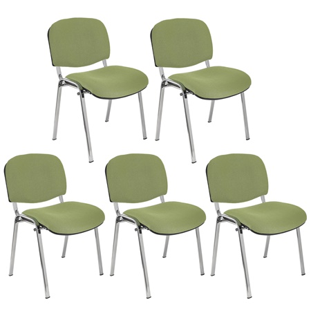 Lot de 5 chaises visiteur MOBY BASE, Commode et Pratique, Prix Incroyable, Vert Olive et Piétement Chromé