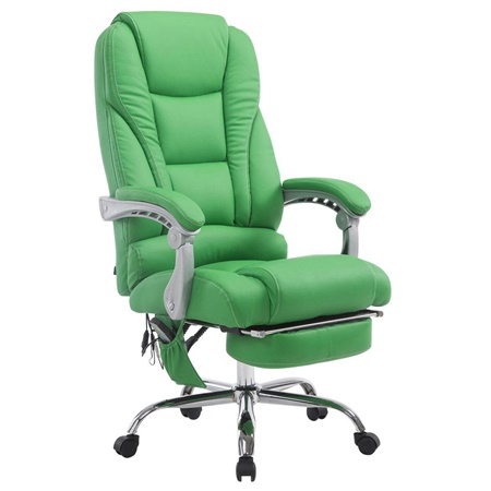 Fauteuil de bureau COMODITY MASSAGE CUIR, Repose-pieds Extensible, Fonction massage, Vert