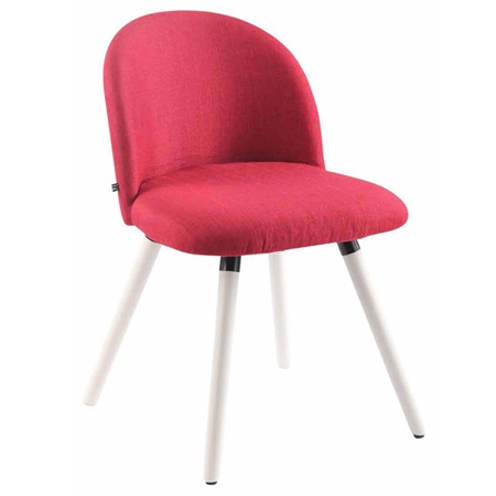 Chaise visiteur MONA, Design Exclusif, Structure en Bois couleur Blanc, Tissu Rouge
