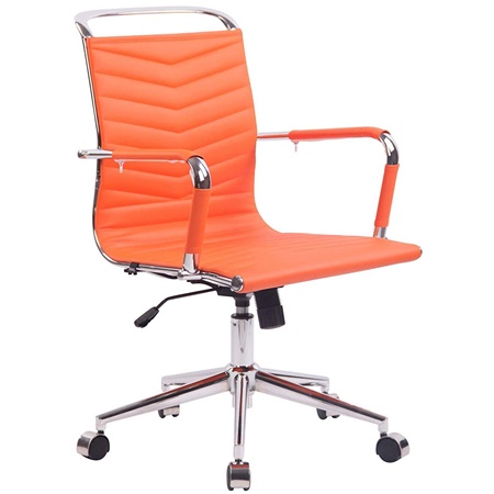 Chaise de Bureau SIGRID, Design Élégant, Coutures Apparentes, en Cuir Orange