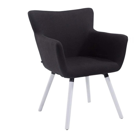 Chaise d'Attente NIAGARA, Design Moderne, Piétement en Bois Blanc, Assise rembourrée, en Tissu, Noir