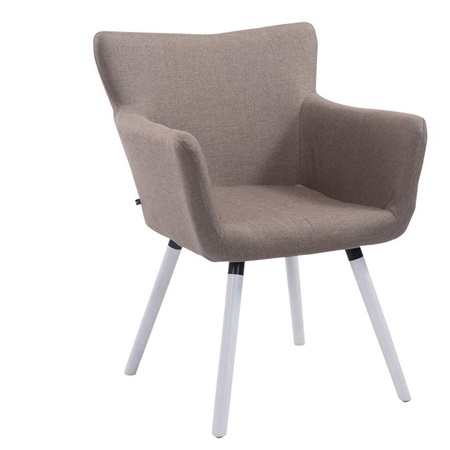 Chaise d'Attente NIAGARA, Design Moderne, Piétement en Bois Blanc, Assise rembourrée, en Tissu, Taupe