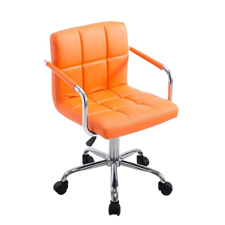 Chaise de bureau BETTY,  Grand Rembourrage, Structure Métallique, Cuir, Orange