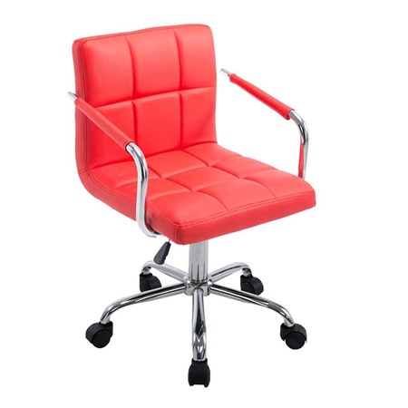 Chaise de bureau BETTY,  Grand Rembourrage, Structure Métallique, Cuir, Rouge