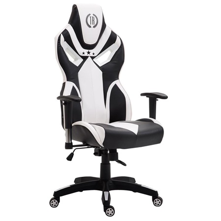 Chaise de Bureau HAMIL CUIR, Design Ergonomique, couleur Noir et Blanc
