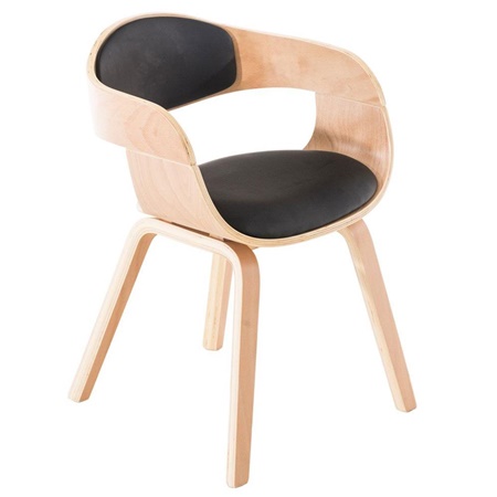 Chaise conférence BHOUTAN design exclusif, structure en bois couleur hêtre et Cuir, Noir