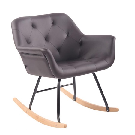 Fauteuil à bascule DANDY, Grand Rembourrage, Design Scandinave, en Cuir Marron