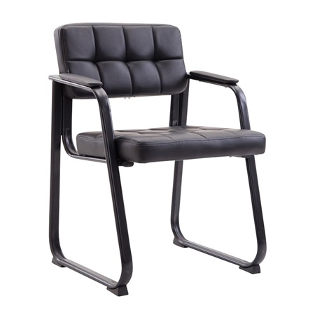 Chaise visiteur CABANA, Design Moderne, Structure Métallique, en Cuir, couleur Noir