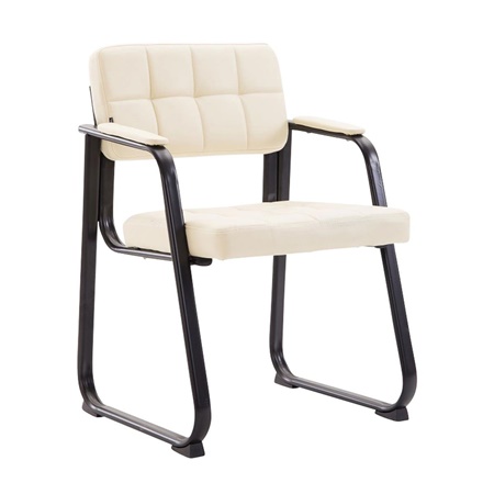 Chaise visiteur CABANA, Design Moderne, Structure Métallique, en Cuir, couleur Crème