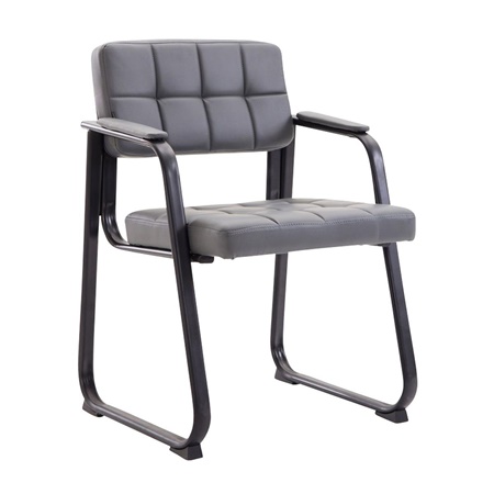 Chaise visiteur CABANA, Design Moderne, Structure Métallique, en Cuir, couleur Gris