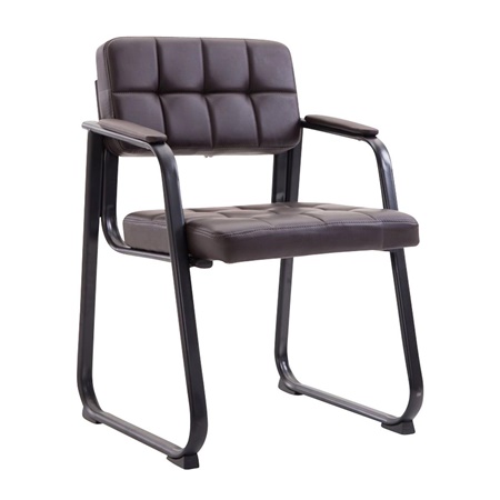 Chaise visiteur CABANA, Design Moderne, Structure Métallique, en Cuir, couleur Marron