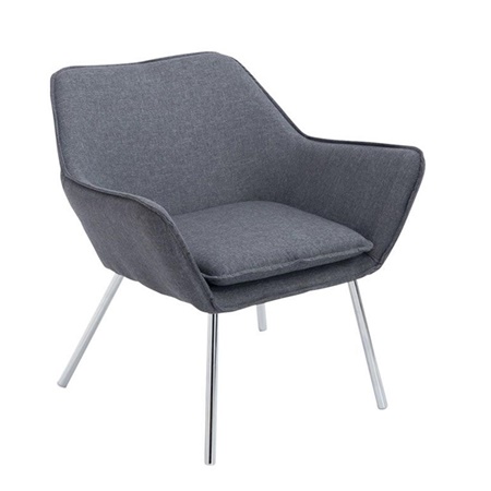 Fauteuil Design ALICE, Style Moderne, Grand Rembourrage, en Tissu, Gris Foncé