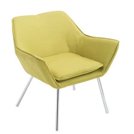 Fauteuil Design ALICE, Style Moderne, Grand Rembourrage, en Tissu, Vert