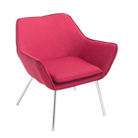 Fauteuil Design ALICE, Style Moderne, Grand Rembourrage, en Tissu, Rouge