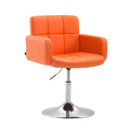 Chaise Design NADIR, Rembourrage Confortable, Pivotante, en Cuir, Orange