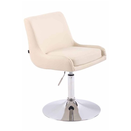 Chaise visiteur ASIA, Pivotante et Réglable, Piétement Métallique, Cuir, Crème