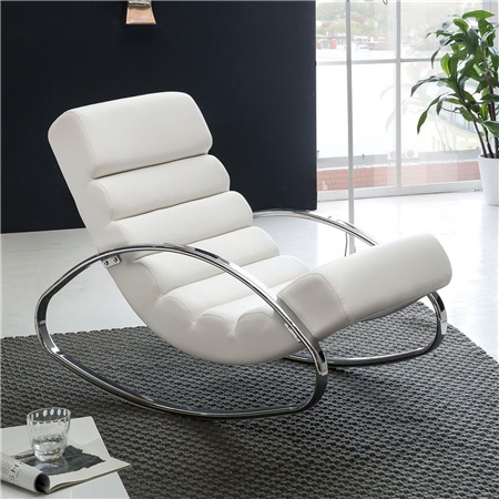 Fauteuil Relax MARTINA, Design Moderne et Élégant, en Cuir, Blanc