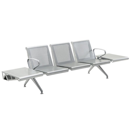 Banc salle d’attente 3 sièges ACERT avec Tablettes, en Acier Inoxydable, couleur Gris Métallisé