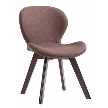 Chaise visiteur RUDY, Design Scandinave, Pieds en Bois de Hêtre Marron, en Tissu, Marron