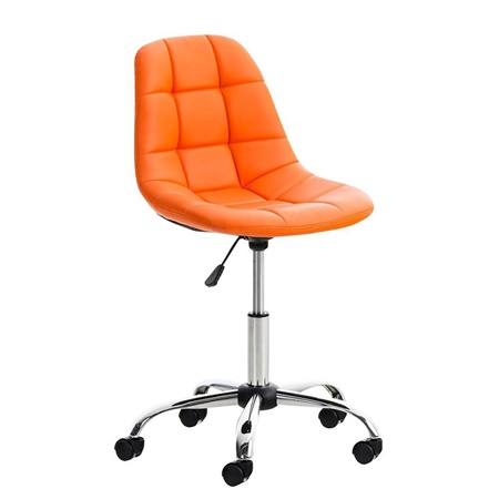 Chaise de bureau EMILY, Structure métallique, Revêtement Cuir, Orange
