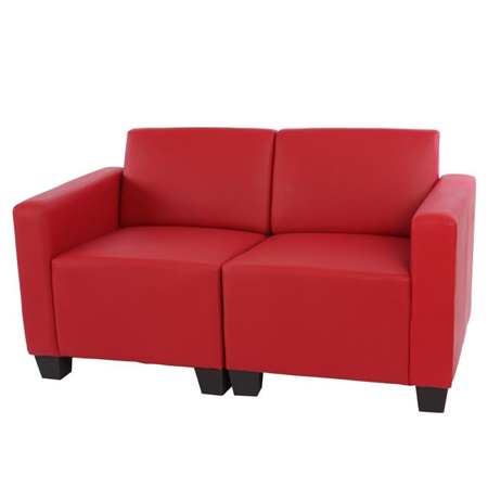 Canapé modulable 2 places LONY, Design et Confort, en Cuir, Rouge