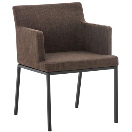 Fauteuil visiteur NICKY TISSU, Design et Confort, Pieds en Acier Noir, Marron