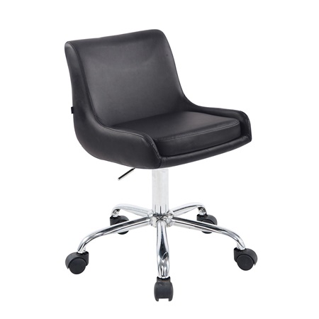 Chaise de Bureau ASIA , Hauteur Réglable, Piétement Métallique, Cuir, Noir