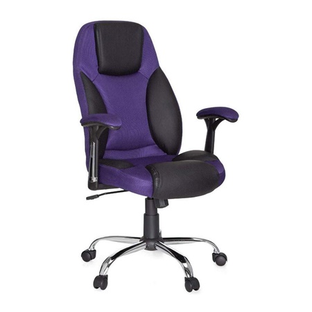 Chaise Gaming VANESSA, Rembourrage Épais, en Maille et Cuir, Violet et Noir