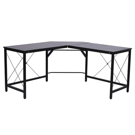 Bureau d'Angle MARLY, 150x150x76cm, en Métal et Bois, Noir