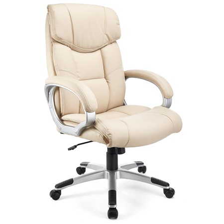 DEMO# Fauteuil de bureau SANTIAGO, Grand rembourrage, Mécanisme Basculant, Utilisation quotidienne 8h, Crème