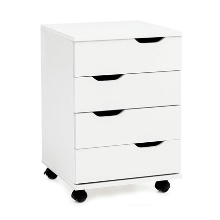 Caisson Mobile KONGO, 4 Tiroirs, 40x60x40 cm, en Bois, Blanc