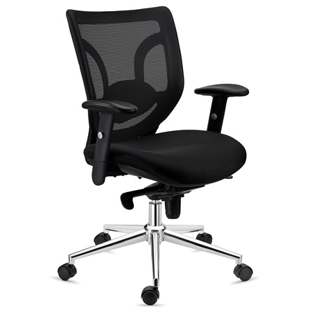 DEMO# Chaise Ergonomique LAMBO, Utilisation 8h/jour, Support Lombaire, Noir