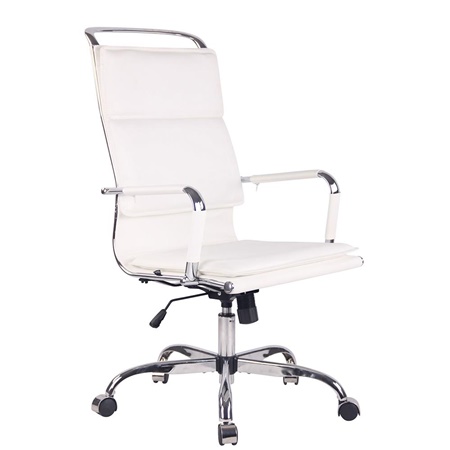 Chaise de Bureau QUEBEC, Design Moderne, Grand Confort, en Cuir Blanc