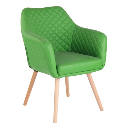 Chaise Visiteur BASILEA, Confortable, Pieds en Bois couleur Hêtre, Cuir, Vert