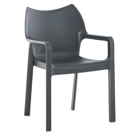 Chaise visiteur SAMOS, Empilable, Design Moderne, couleur Gris Foncé