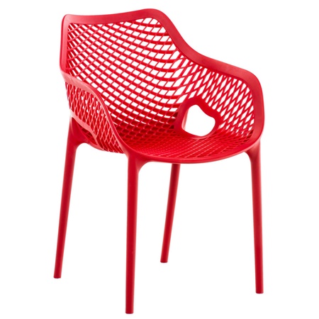 Chaise visiteur NORIA, Empilable, Design, en Polypropylène, Rouge